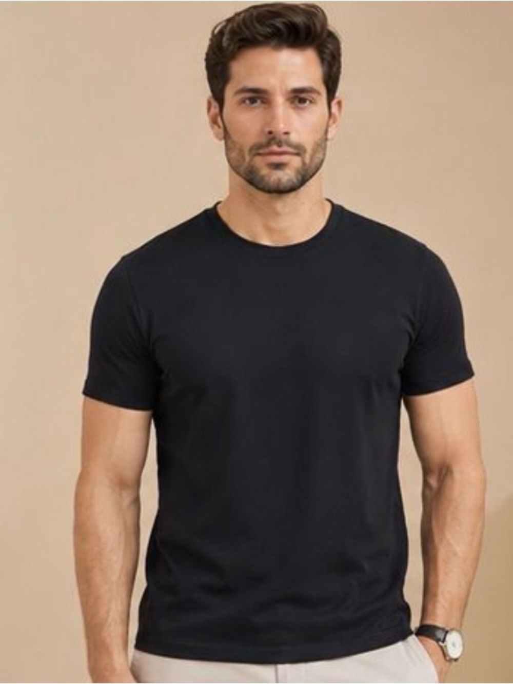Classic Men's Crew Neck T‑Shirt Black 100% Cotton Premium Quality Made In Egypt